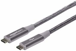 Amazon Basics Cable de Nailon Trenzado Doble USB Tipo C a Tipo C 3.1 Gen 2 (renovado), Gris Oscuro, 30.5 cm