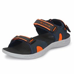 Bourge Men's Navy, Orange and Grey Floaters-9 UK (43 EU) (10 US) (Grada-34)