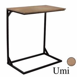 UMI. by Amazon C Shaped Wood Sofa Side End Table Industrial Style for Living Room Modern Bedroom