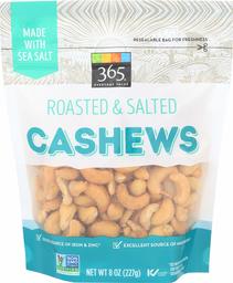 365 Everyday Value, Cashews, Roasted & Salted, 8 oz