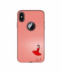 Amazon Brand - Solimo Designer Red Dress Lady 3D Printed Hard Back Case Mobile Cover for Apple iPhone X (Logo Cut)