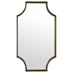 Amazon Brand – Stone & Beam Antique-Style Metal Frame Hanging Wall Mirror Decor, 32 Inch Height, Brown