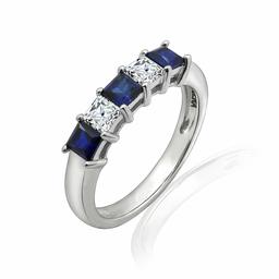 [Find] Amazon Collection Platinum Plated suta-ringusiruba-kuriakyu-bikkuzirukonia and Simulated Sapphire 5 Stone Ring, Size 7 