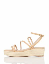 find. Women's Strippy Wedge Espadrille Sandal, Beige Natural, 6 us