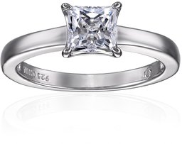 Platinum-plated Sterling Silver Princess-Cut Solitaire Ring made with Swarovski Zirconia (1 cttw), Size 8