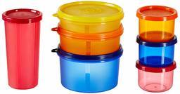 Amazon Brand - Solimo Food Saver Combo - Set of 7 Plastic Lunch Box & Left Over Multi Purpose Containers (535ml x 1, 290ml x 1, 190ml x 1, 350ml x 1, 150ml x 3)