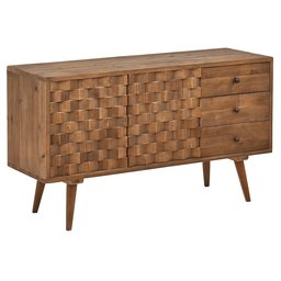 Amazon Brand – Rivet Mid-Century Modern Checkerboard Reclaimed Elm Buffet Sideboard Credenza Cabinet, 55.1