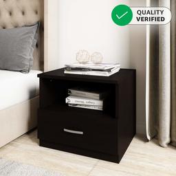 Amazon Brand - Solimo Frappe Engineered Wood Bedside Table with Drawer (Wenge Finish)