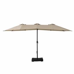 AmazonBasics överdimensionerad utomhusmarknad uteplats paraply med bas - 15 x 6,9 fötter, beige