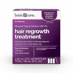 Amazon Basic Care Hair Regrowth Treatment For Women, Minoxidil Topical Solution, 2%, 6 Fluid Ounces