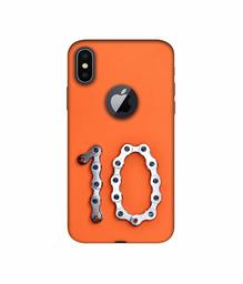 Amazon Brand - Solimo Designer Number Ten 3D Printed Hard Back Case Mobile Cover for Apple iPhone X (Logo Cut)