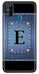 Amazon Brand - Solimo Designer Button Jeans Alphabet-E 3D Printed Hard Back Case Mobile Cover for Samsung Galaxy M21 / M30s