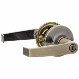 AmazonBasics Passage Door Lever, Hook, Antique Brass