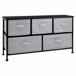 AmazonBasics Extra Wide Fabric 5-Drawer Storage Organizer Unit for Closet, Black (Renewed)