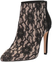 The Fix Women's Melanie Pointed Toe Stiletto Ankle Boot, Black/Nude Lace, 7.5 B US