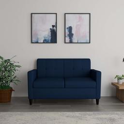 Amazon Brand - Solimo Buda Fabric 2 seater Sofa (Blue)