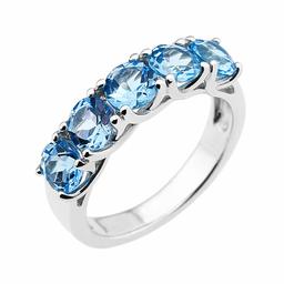 [Find] Amazon Collection Rhodium Plated suta-ringusiruba-raundokattoburu-topa-zu 5 Stone Ring, Size 14 