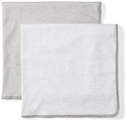 Moon and Back Baby Set of 2 Organic Swaddle Blankets, Grey Heather, One Size