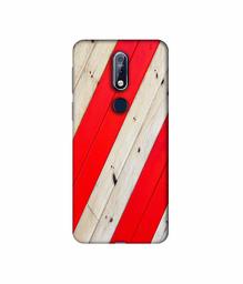 Amazon Brand - Solimo Designer Red and Cream Color Wood 3D Printed Hard Back Case Mobile Cover for Nokia 7.1