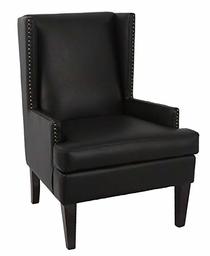 Amazon Brand – Ravenna Home Contemporary Faux Leather Nailhead Wingback Accent Chair, 28.5