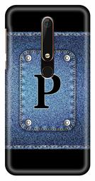 Amazon Brand - Solimo Designer Button Jeans Alphabet-P 3D Printed Hard Back Case Mobile Cover for Nokia 6 (2018)