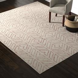 Amazon Brand – Rivet Contemporary Handtufted Cotton-and-Wool Area Rug with Geometric Feathered Pattern, 8' x 10', Purple and Cream