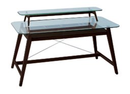 Pinzon Jonesport Glasstop Wooden Desk with Hutch, Kona