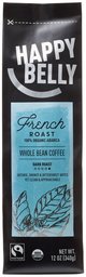 Amazon Brand - Happy Belly French Roast Organic Fairtrade Coffee, Dark Roast, Whole Bean, 12 ounce