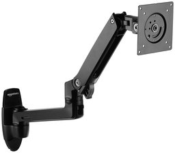 AmazonBasics Premium Wall Mount Computer Monitor and TV Stand - Lift Engine Arm Mount, Aluminum - Black