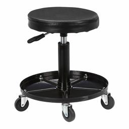 AmazonBasics Pneumatic Shop Stool, Garage Seat with 300 lb Capacity - Black (Renewed)