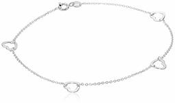 Women's Open Heart Station Anklet, Sterling Silver, 9.5