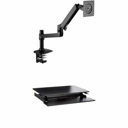 AmazonBasics Adjustable-Height Standing Desk Converter with Single Monitor Arm