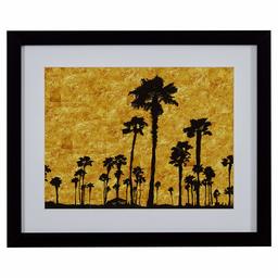 Amazon Brand – Rivet Metallic Palm Tree Silhouette Black on Gold in Black Frame Wall Art, 22