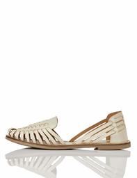 find. Leather Hurrache Closed Sandals, Elfenbein (Bone), 41 EU (7 UK)