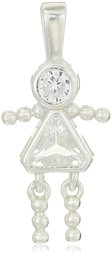 Sterling Silver AAA Cubic Zirconia Simulated Birthstone Babies Girl Charm, April