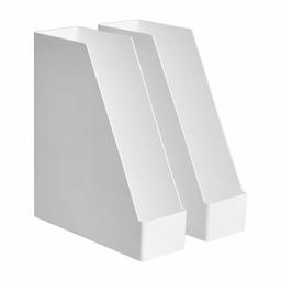 AmazonBasics Organizador de plástico, revistero, blanco, paquete de 2