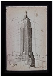 Amazon Brand – Stone & Beam Modern Print of Empire State Building Sketch, Black Frame, 12