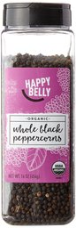 Amazon Brand - Happy Belly Organic Black Peppercorns, Whole, 16-Ounce