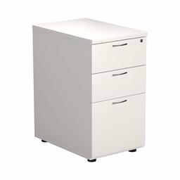 Office Hippo Heavy Duty 3 Drawer Desk High Pedestal, Pre-Assembled, Wood, White, 60 cm Deep