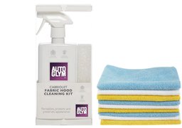 Autoglym 500ml Fabric Hood Maintenance Kit (2 Pieces) + Pack of 24 Microfibre Cleaning Cloths