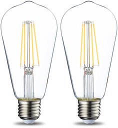 AmazonBasics E27 LED Lampe ST64, 7W (ersetzt 60W), klar - 2er-Pack