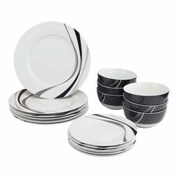 AmazonBasics 18-delar servis-set – service för 6 Virvla Swirl