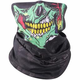 JPGO Neck Gaiter Face Cover Face Scarf for Sun Protection Washable Reusable Balaclava Bandana 1 Piece Black&Green