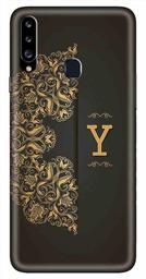 Amazon Brand - Solimo Designer Black Pattern Alphabet-Y 3D Printed Hard Back Case Mobile Cover for Samsung Galaxy A20s