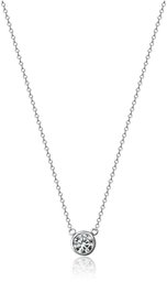 14k White Gold Bezel Set Solitaire Adjustable Pendant Necklace (1/2cttw, J-K Color, I1-I2 Clarity), 16