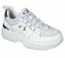 Concept 3 by Skechers to Top It Off Lace-up Fashion Sneaker, White/Silver, UK 4.5