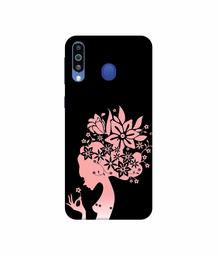 Amazon Brand - Solimo Designer Pink Color Lady Vector 3D Printed Hard Back Case Mobile Cover for Samsung Galaxy M21