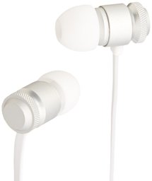 Amazonbasics In-Ear Headphones with Flat Cables and universal mic (Silver)