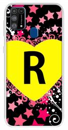 Amazon Brand - Solimo Designer Multicolor Heart Pattern Alphabet-R Printed Soft Back Case Mobile Cover for Samsung Galaxy M31