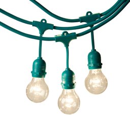 AmazonBasics Cadena de luces de patio, impermeables, para exteriores, bombilla G60, verde, 14.6 m